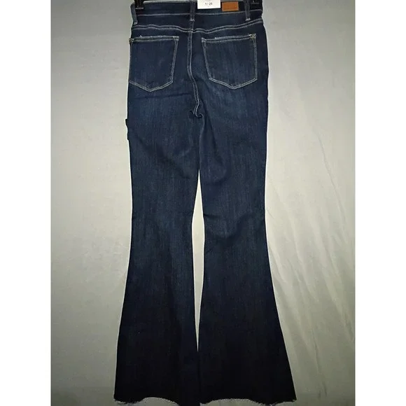 NWT Judy Blue Heavenly Jeans Womens 1/25 Blue Dark Wash High Waist Flare Raw Hem - Picture 7 of 9